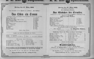 Theaterzettel (Oper und Burgtheater in Wien) 18820317 Seite: 1