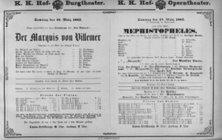 Theaterzettel (Oper und Burgtheater in Wien) 18820318 Seite: 1