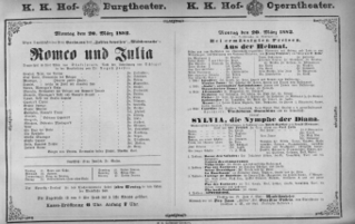 Theaterzettel (Oper und Burgtheater in Wien) 18820320 Seite: 1
