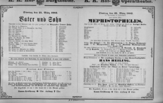 Theaterzettel (Oper und Burgtheater in Wien) 18820321 Seite: 1
