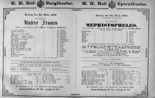 Theaterzettel (Oper und Burgtheater in Wien) 18820324 Seite: 1