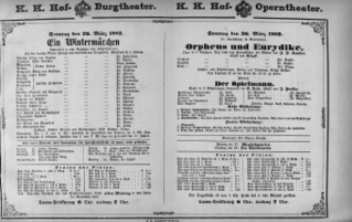 Theaterzettel (Oper und Burgtheater in Wien) 18820326 Seite: 1