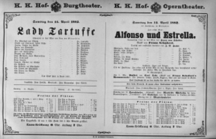 Theaterzettel (Oper und Burgtheater in Wien) 18820415 Seite: 1