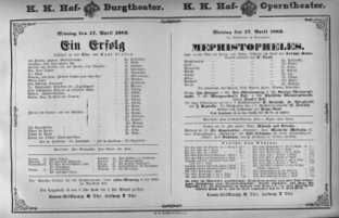 Theaterzettel (Oper und Burgtheater in Wien) 18820417 Seite: 1