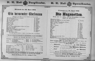 Theaterzettel (Oper und Burgtheater in Wien) 18820419 Seite: 1