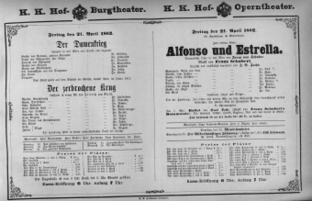 Theaterzettel (Oper und Burgtheater in Wien) 18820421 Seite: 1