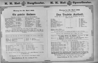 Theaterzettel (Oper und Burgtheater in Wien) 18820424 Seite: 1