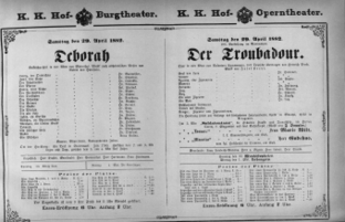 Theaterzettel (Oper und Burgtheater in Wien) 18820429 Seite: 1