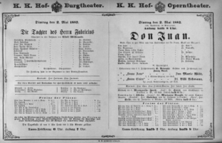 Theaterzettel (Oper und Burgtheater in Wien) 18820502 Seite: 1
