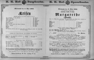 Theaterzettel (Oper und Burgtheater in Wien) 18820503 Seite: 1