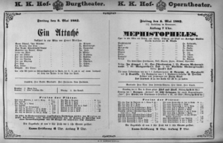 Theaterzettel (Oper und Burgtheater in Wien) 18820505 Seite: 1