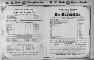 Theaterzettel (Oper und Burgtheater in Wien) 18820508 Seite: 1