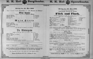 Theaterzettel (Oper und Burgtheater in Wien) 18820512 Seite: 1