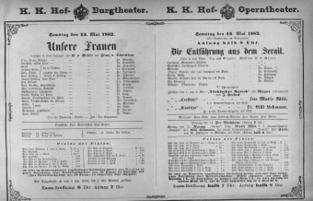 Theaterzettel (Oper und Burgtheater in Wien) 18820513 Seite: 1