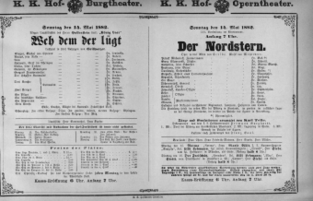 Theaterzettel (Oper und Burgtheater in Wien) 18820514 Seite: 1