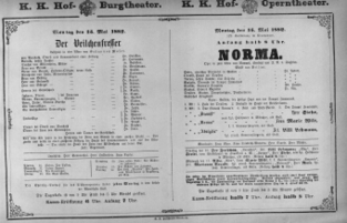 Theaterzettel (Oper und Burgtheater in Wien) 18820515 Seite: 1