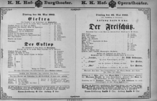 Theaterzettel (Oper und Burgtheater in Wien) 18820516 Seite: 1