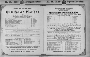Theaterzettel (Oper und Burgtheater in Wien) 18820519 Seite: 1
