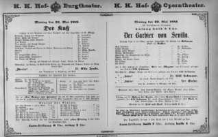 Theaterzettel (Oper und Burgtheater in Wien) 18820522 Seite: 1