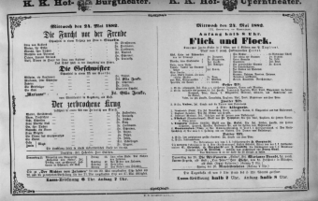 Theaterzettel (Oper und Burgtheater in Wien) 18820524 Seite: 1