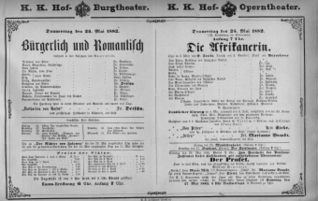 Theaterzettel (Oper und Burgtheater in Wien) 18820525 Seite: 1