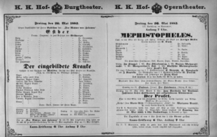 Theaterzettel (Oper und Burgtheater in Wien) 18820526 Seite: 1