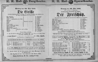 Theaterzettel (Oper und Burgtheater in Wien) 18820529 Seite: 1