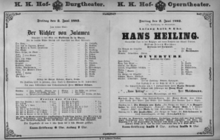 Theaterzettel (Oper und Burgtheater in Wien) 18820602 Seite: 1