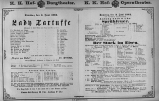 Theaterzettel (Oper und Burgtheater in Wien) 18820603 Seite: 1