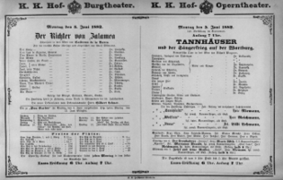 Theaterzettel (Oper und Burgtheater in Wien) 18820605 Seite: 1