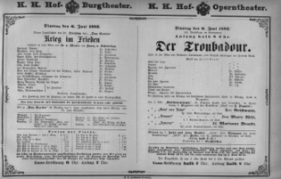 Theaterzettel (Oper und Burgtheater in Wien) 18820606 Seite: 1