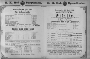 Theaterzettel (Oper und Burgtheater in Wien) 18820610 Seite: 1
