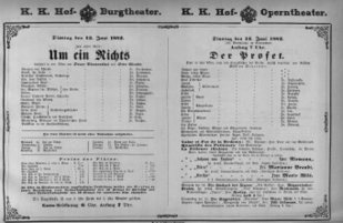 Theaterzettel (Oper und Burgtheater in Wien) 18820613 Seite: 1