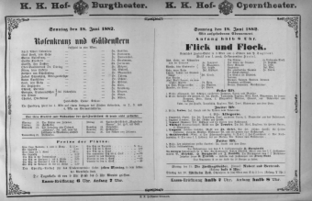 Theaterzettel (Oper und Burgtheater in Wien) 18820618 Seite: 1