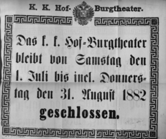 Theaterzettel (Oper und Burgtheater in Wien) 18820701 Seite: 1