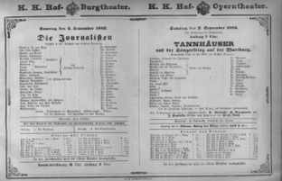 Theaterzettel (Oper und Burgtheater in Wien) 18820902 Seite: 1