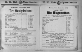 Theaterzettel (Oper und Burgtheater in Wien) 18820904 Seite: 1