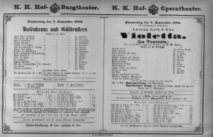 Theaterzettel (Oper und Burgtheater in Wien) 18820907 Seite: 1