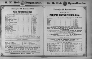 Theaterzettel (Oper und Burgtheater in Wien) 18820912 Seite: 1