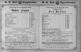 Theaterzettel (Oper und Burgtheater in Wien) 18820914 Seite: 1