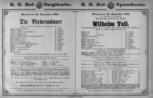 Theaterzettel (Oper und Burgtheater in Wien) 18820918 Seite: 1