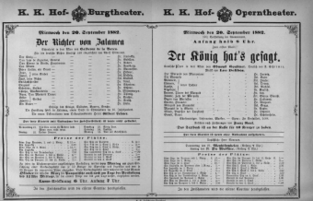 Theaterzettel (Oper und Burgtheater in Wien) 18820920 Seite: 1