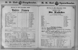 Theaterzettel (Oper und Burgtheater in Wien) 18820922 Seite: 1