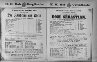 Theaterzettel (Oper und Burgtheater in Wien) 18820927 Seite: 1