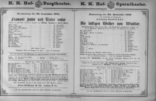 Theaterzettel (Oper und Burgtheater in Wien) 18820928 Seite: 1