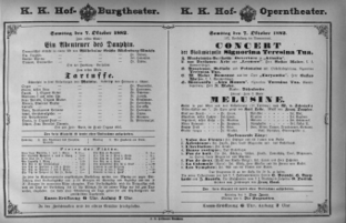 Theaterzettel (Oper und Burgtheater in Wien) 18821007 Seite: 1