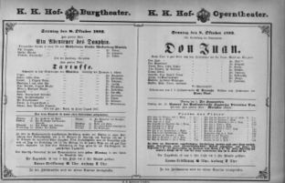 Theaterzettel (Oper und Burgtheater in Wien) 18821008 Seite: 1