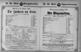 Theaterzettel (Oper und Burgtheater in Wien) 18821009 Seite: 1