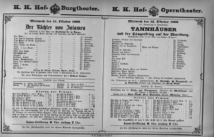 Theaterzettel (Oper und Burgtheater in Wien) 18821011 Seite: 1
