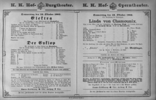 Theaterzettel (Oper und Burgtheater in Wien) 18821012 Seite: 1